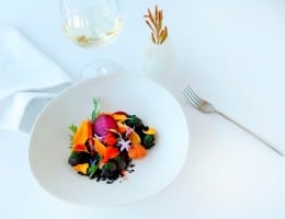 White bowl with colourful food